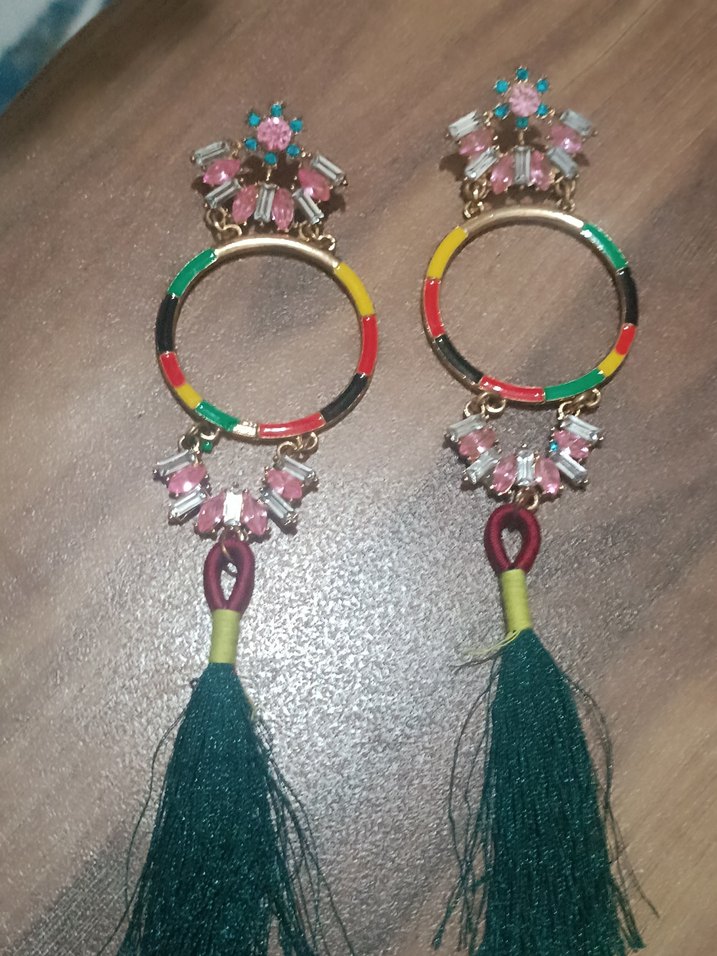 Renkli Boncuklu Uzun Bohem Küpeler - Görsel 3