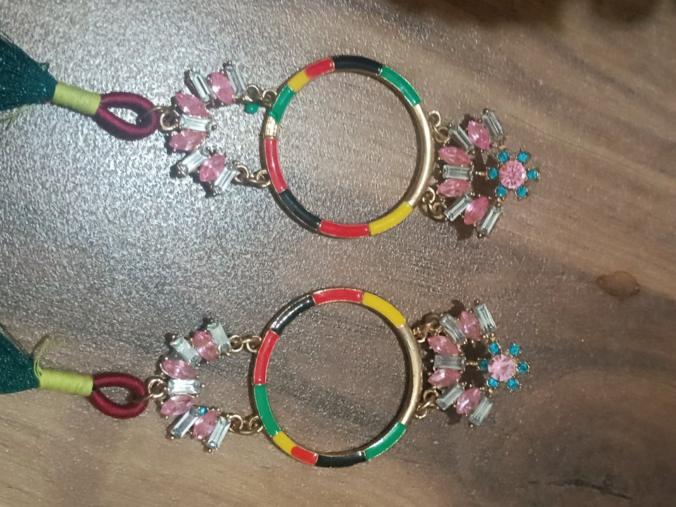 Renkli Boncuklu Uzun Bohem Küpeler - Görsel 2