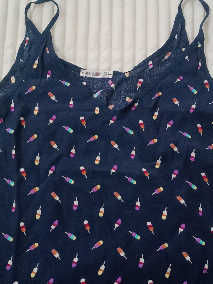 V Yaka ip askılı bluz - Görsel 2