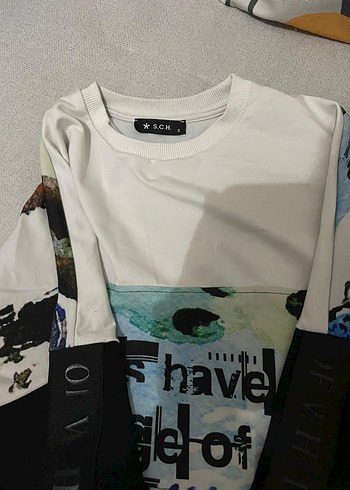 diğer Beden Baskılı Siyah Beyaz Kadın Sweatshirt