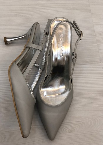 Gri Stiletto Topuklu Kadın Abiye Ayakkabı