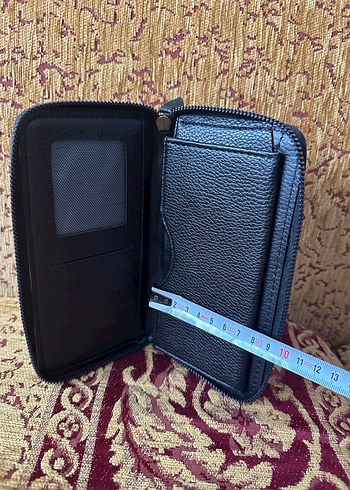 Kahverengi Nakışlı Deri Fermuarlı Cüzdanı - Görsel 5