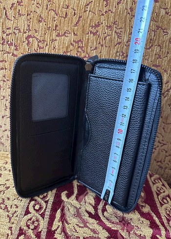 Kahverengi Nakışlı Deri Fermuarlı Cüzdanı - Görsel 4