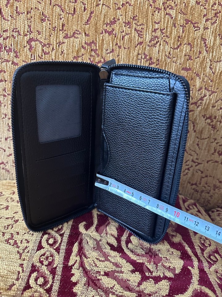 Kahverengi Nakışlı Deri Fermuarlı Cüzdanı - Görsel 5