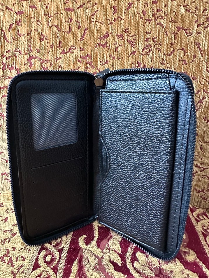 Kahverengi Nakışlı Deri Fermuarlı Cüzdanı - Görsel 3