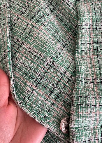 38 Beden Düğmeli Yeşil Kadın Blazer Ceket