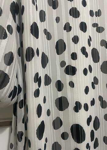 xl Beden Beyaz Puantiyeli Uzun Pilili Elbise