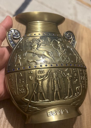 Altın Renk Parlak Mısır Temalı Vazo