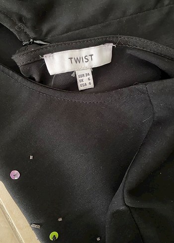 Twist İşlemeli Siyah Kadın Mini Tulum - Görsel 2