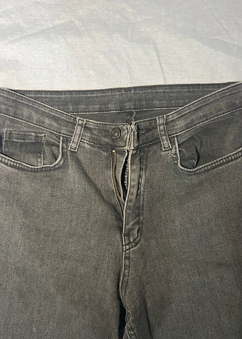 38 Beden kahverengi Renk Kadın Gri Midi Denim Pantolon