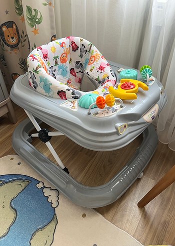 Gri Çok Renkli Bebek Yürüteci