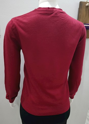 Bordo V Yaka Düğmeli Kadın Hırka - Görsel 6