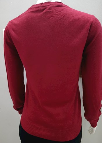 Bordo V Yaka Düğmeli Kadın Hırka - Görsel 7