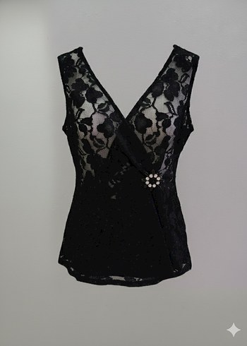 Siyah Dantel Detaylı V Yakalı Midi Elbise - Görsel 6