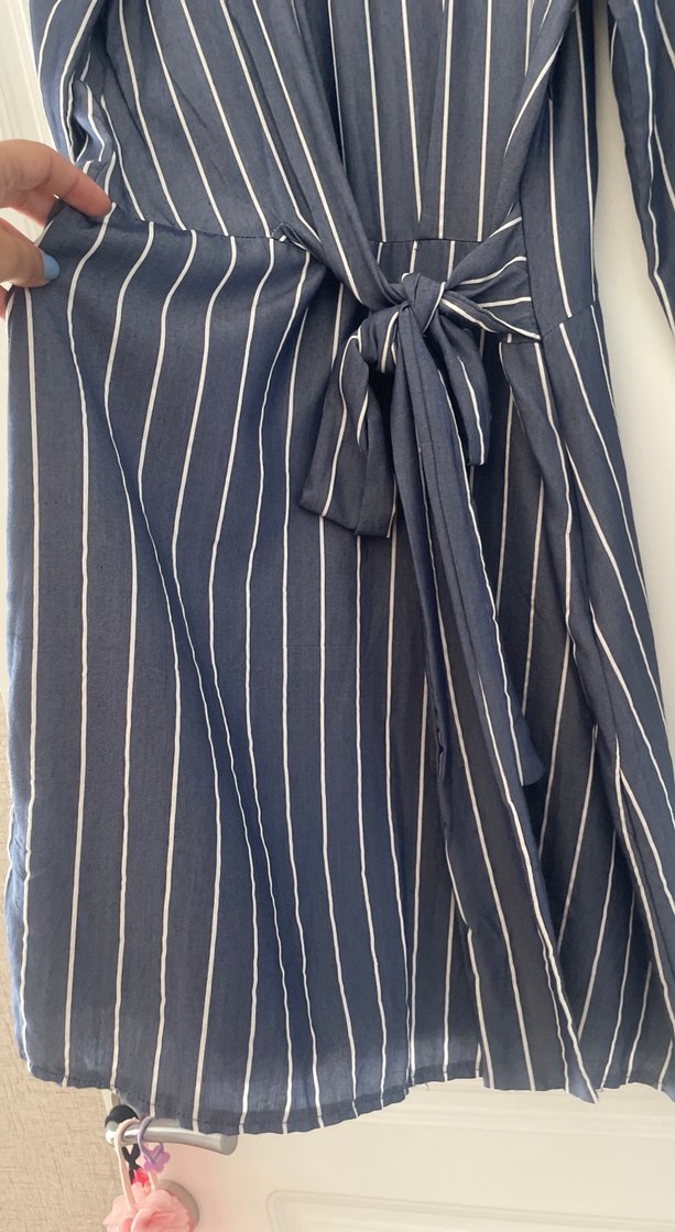 Çizgili Midi Kadın Elbise - Görsel 3