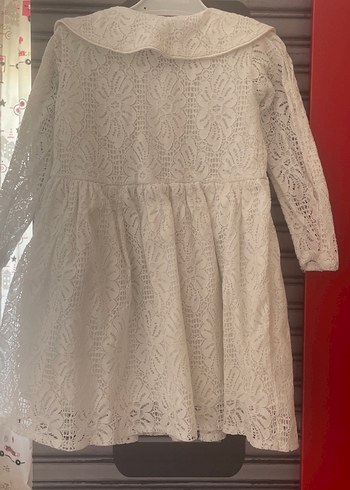 Kız Çocuk Dantel Detaylı Beyaz Elbise - Görsel 2