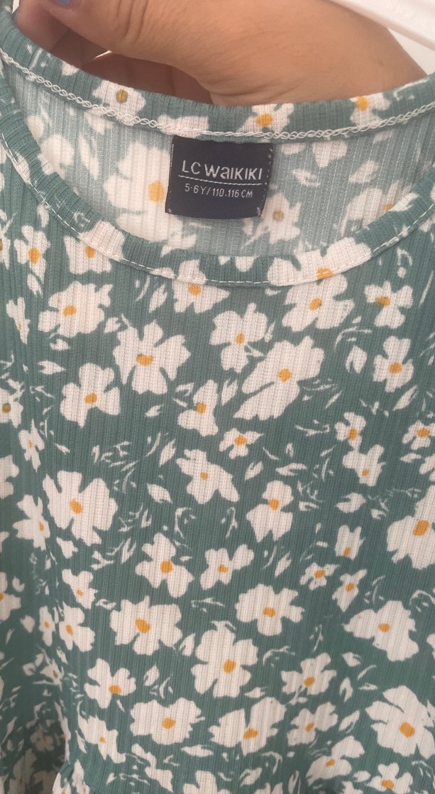 Kız Çocuk Desenli Fırfırlı Elbise - Görsel 3