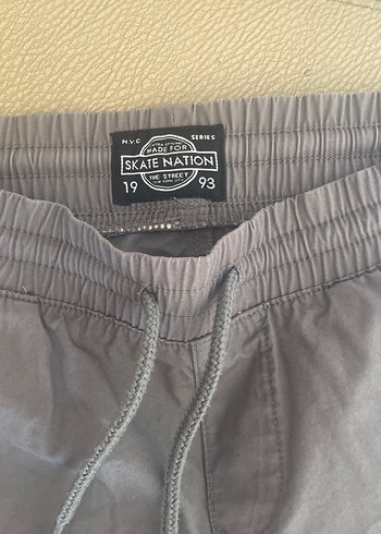 Gri Rahat Kesim Keten Erkek çocuk  Bermuda Şort - Görsel 3