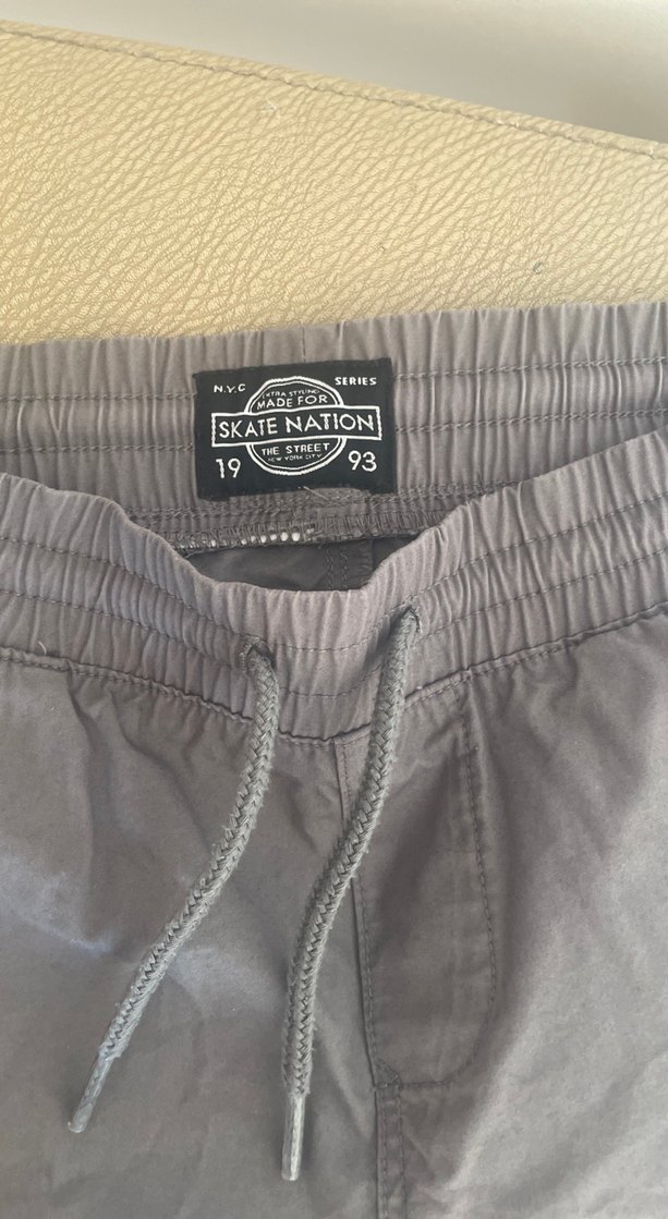 Gri Rahat Kesim Keten Erkek çocuk  Bermuda Şort - Görsel 3