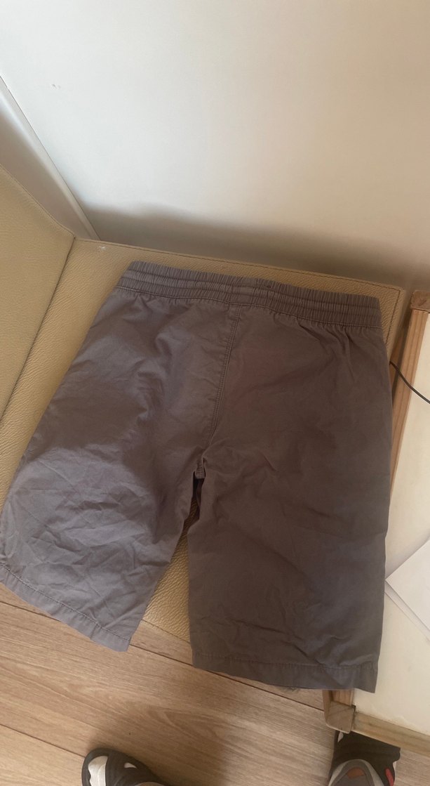 Gri Rahat Kesim Keten Erkek çocuk  Bermuda Şort - Görsel 2