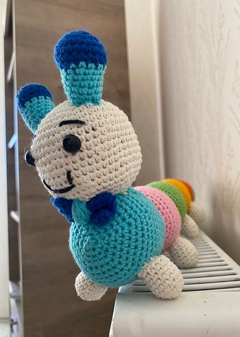  Beden Renkli Örgü Tırtıl Peluş Oyuncak