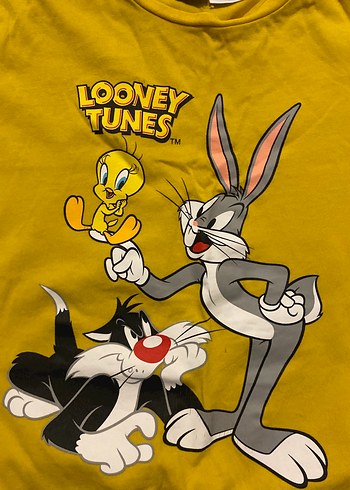 LC Waikiki Sarı Looney Tunes Baskılı Erkek Sweatshirt