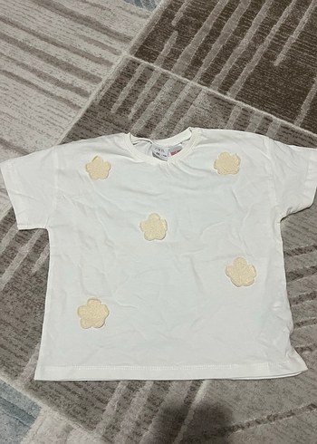 Kız Çocuk Beyaz Kısa Kollu Pamuklu Tişört - Görsel 2