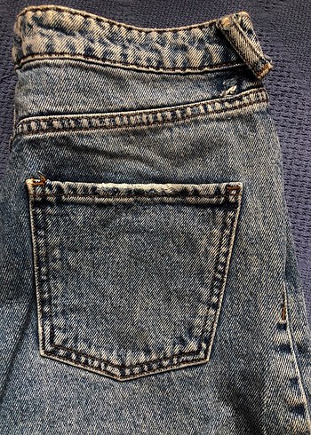 Düğmeli Gri Kadın Denim Pantolon - Görsel 5