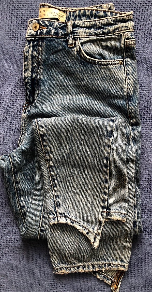 Düğmeli Gri Kadın Denim Pantolon - Görsel 2