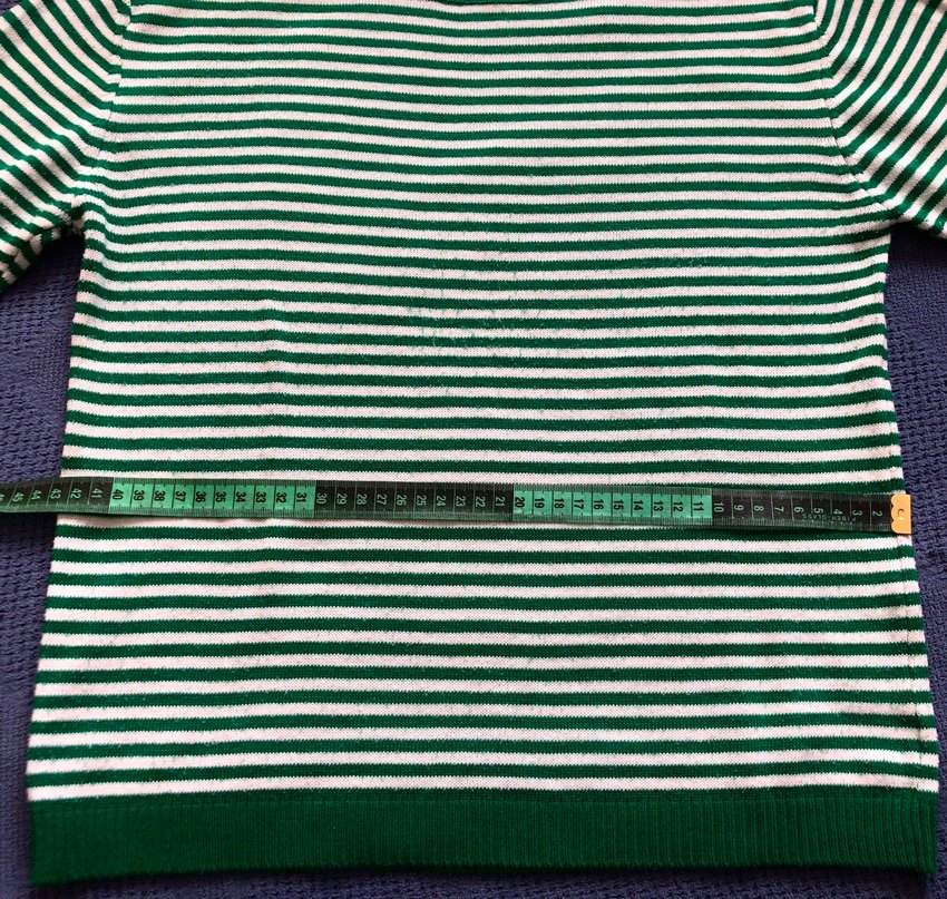 Yeşil Çizgili Kadın Örgü Yün Kazak - Görsel 2