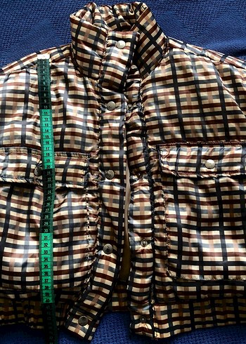 Düğmeli, Kareli Kahverengi Midi Ceket - Görsel 2