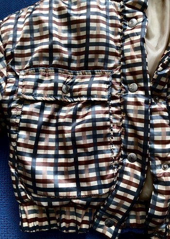 Düğmeli, Kareli Kahverengi Midi Ceket - Görsel 4