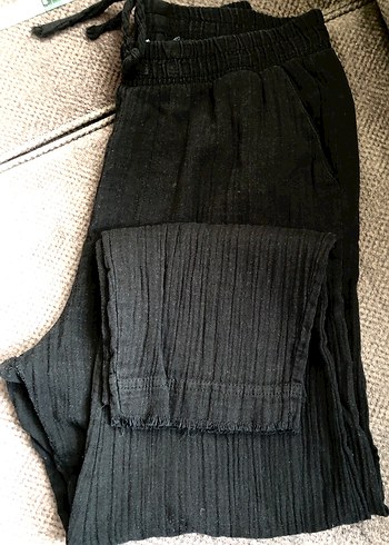 Kadın siyah Pamuklu Bol Kesim Bağcıklı Pantolon - Görsel 4