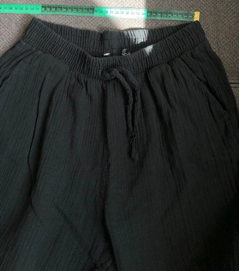 Kadın siyah Pamuklu Bol Kesim Bağcıklı Pantolon - Görsel 3
