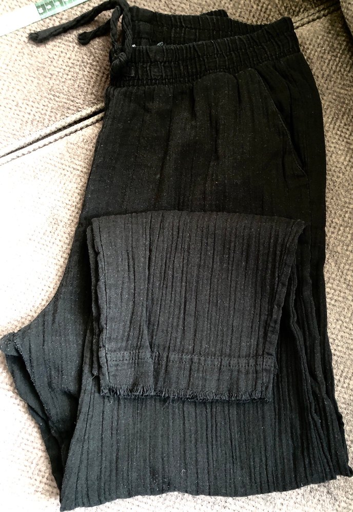 Kadın siyah Pamuklu Bol Kesim Bağcıklı Pantolon - Görsel 4