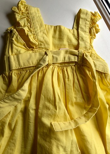 Sarı Kız Çocuk Kolsuz Keten Elbise - Görsel 2