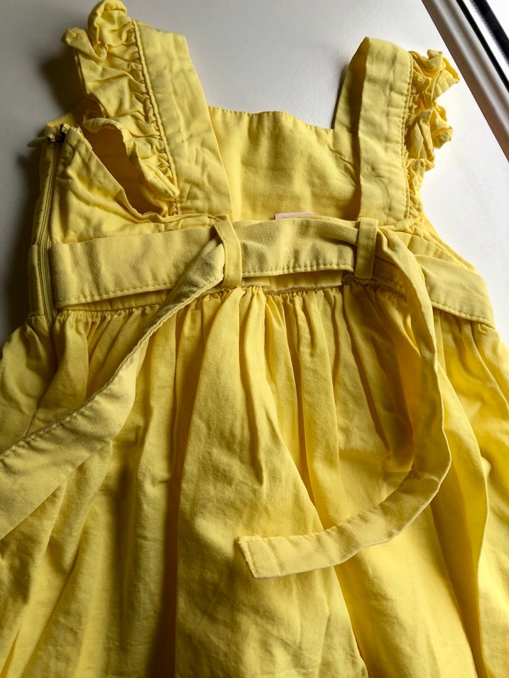 Sarı Kız Çocuk Kolsuz Keten Elbise - Görsel 2