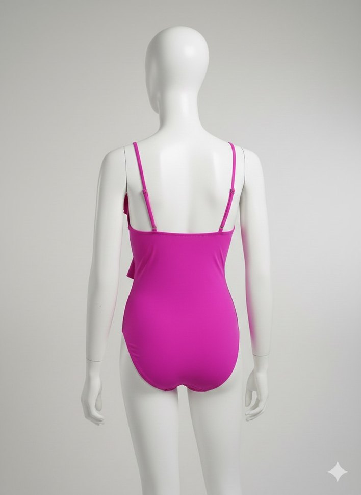 Fırfırlı Askılı Pembe Kadın Mayo - Görsel 2