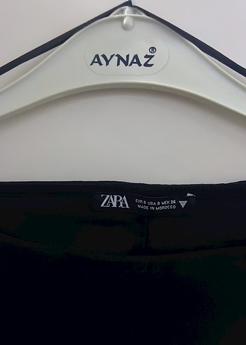 Zara Siyah V Yaka Drapeli Midi Elbise