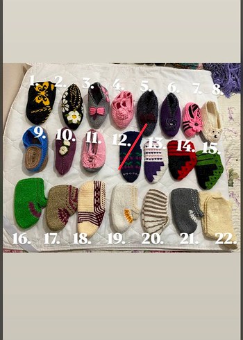 Nakışlı Çok Renkli Örgü Kadın Ev Terlikleri - Görsel 2