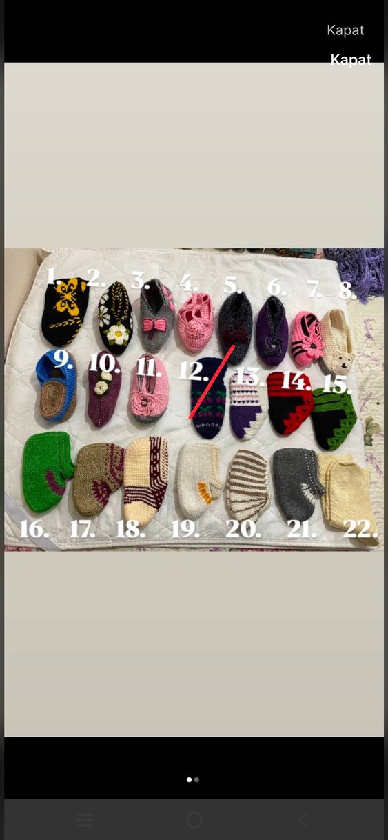 Nakışlı Çok Renkli Örgü Kadın Ev Terlikleri - Görsel 2