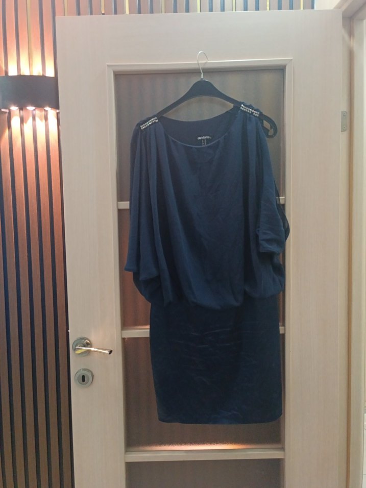 Lacivert Salaş Midi Elbise - Görsel 4