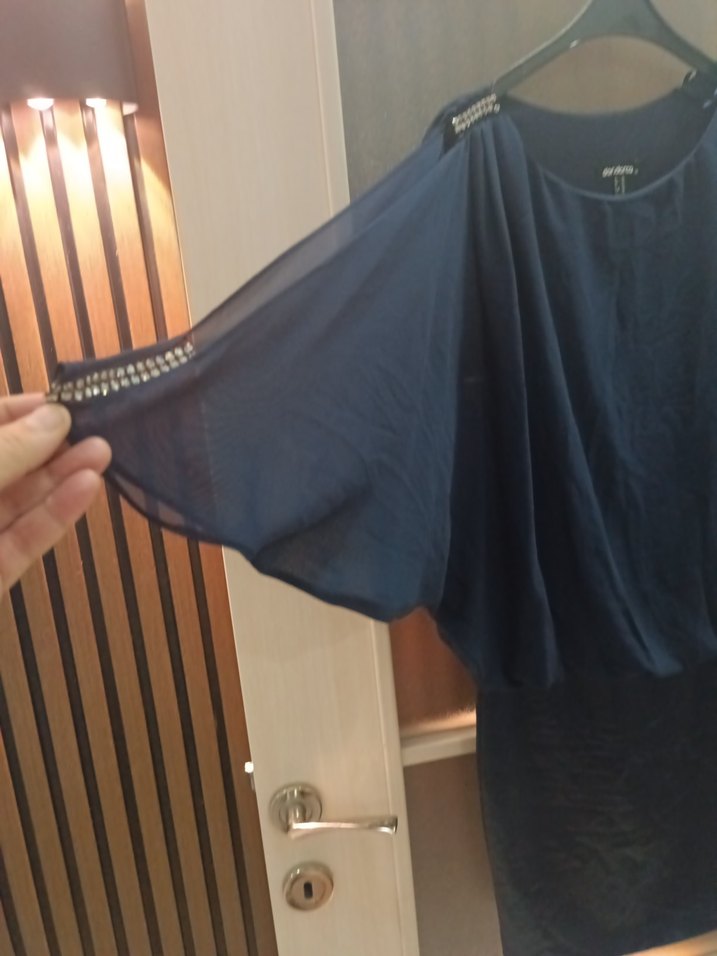 Lacivert Salaş Midi Elbise - Görsel 3