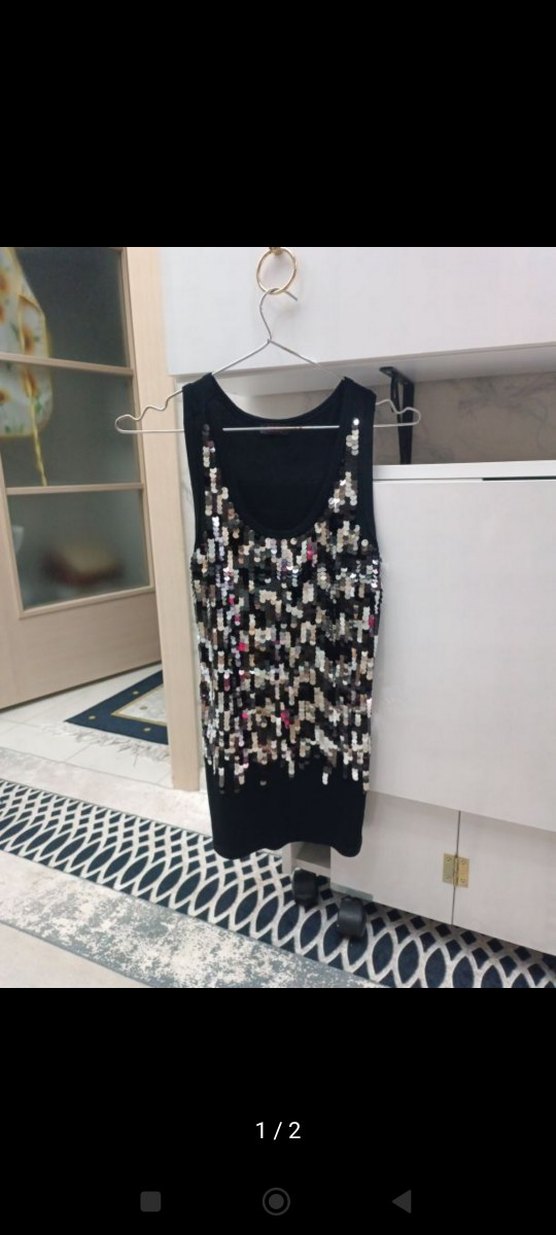 Payetli Siyah Mini V Yaka Kadın Süveter - Görsel 2