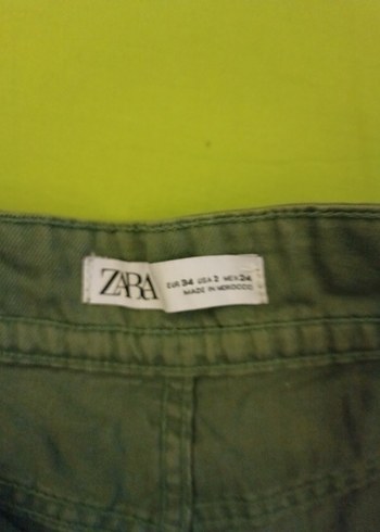 Düğmeli Yeşil Kot Mini Şort - Görsel 5