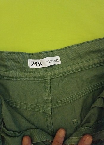 Düğmeli Yeşil Kot Mini Şort - Görsel 4