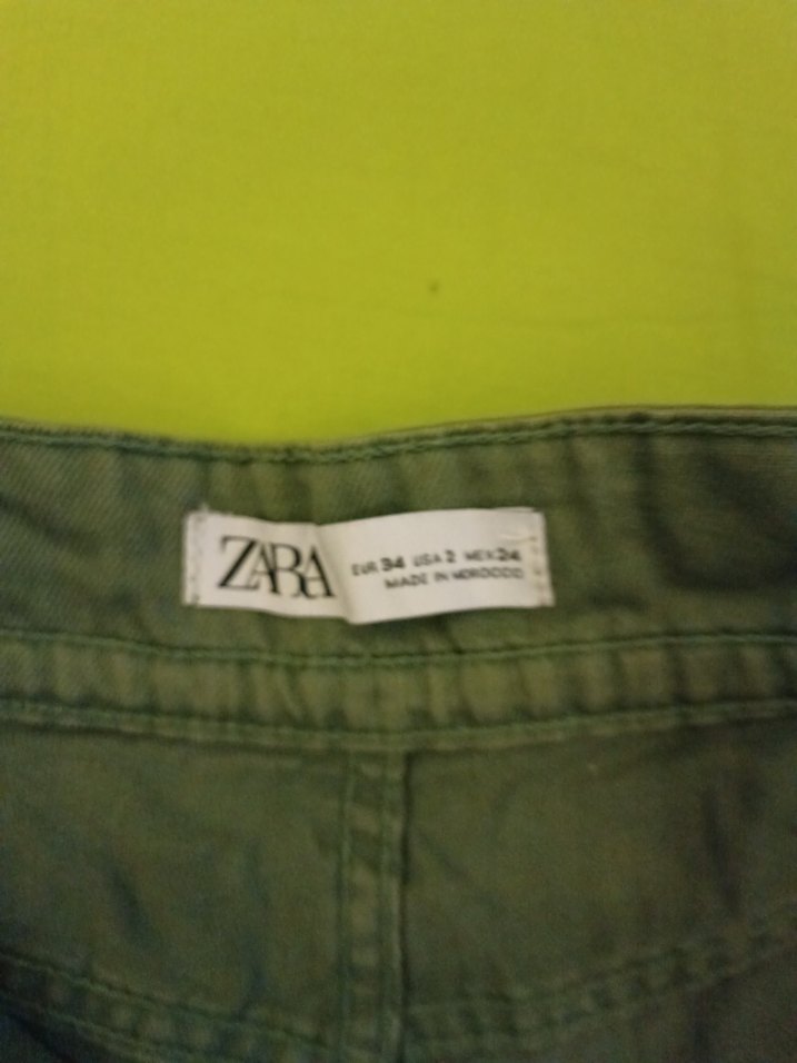 Düğmeli Yeşil Kot Mini Şort - Görsel 5