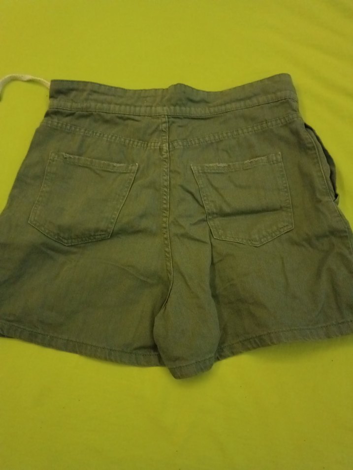 Düğmeli Yeşil Kot Mini Şort - Görsel 2