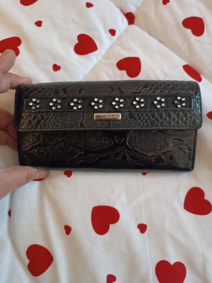 Yılan Desenli Siyah Deri Kadın Cüzdanı - Görsel 2