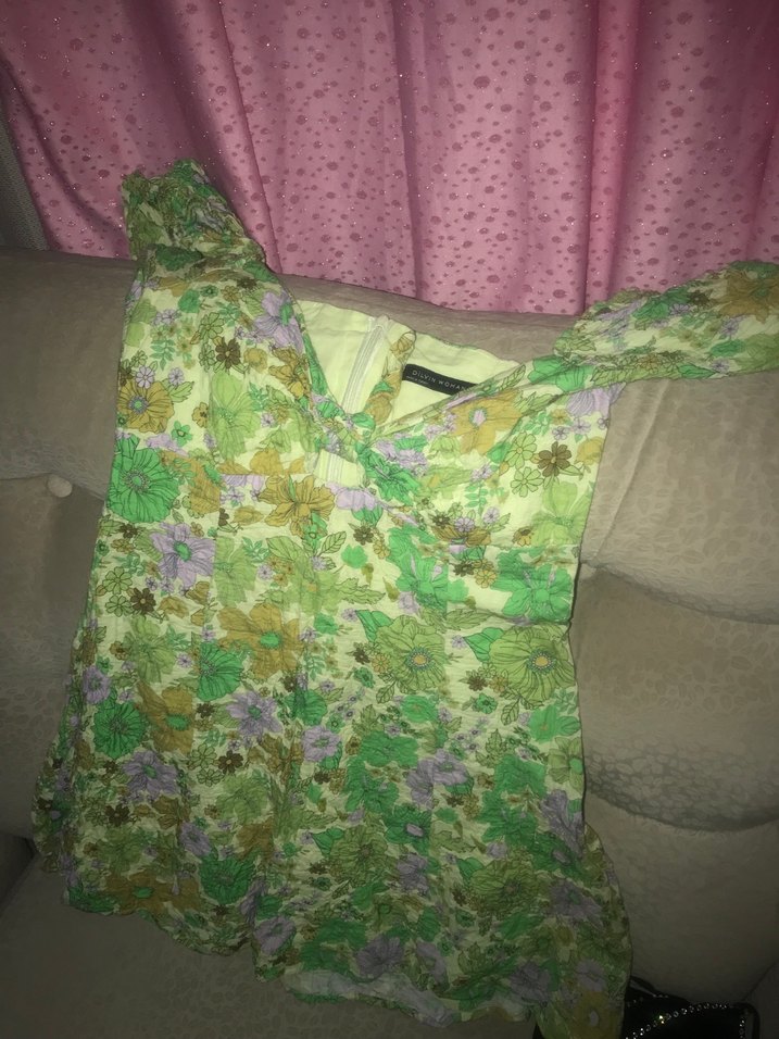 Yeşil Çiçek Desenli Bohem Midi Elbise - Görsel 2